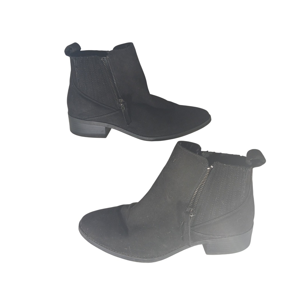 Lexi & Abbie Willa Womens Black Faux Suede Ankle Boots Size 8 Pointed Toe Zip Up